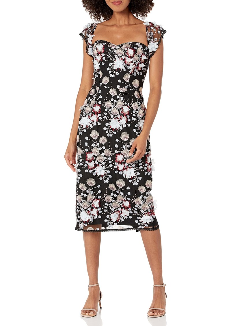 Dress the Population Women's Tara Embroidered Midi Dress