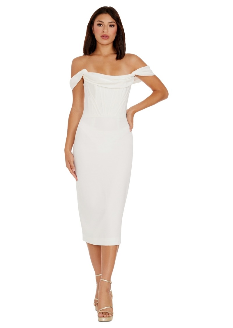 Dress the Population Women's Vickie Off-The-Shoulder Dress - White