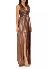 Dress the Population Jaclyn Metallic Foil Jersey Gown