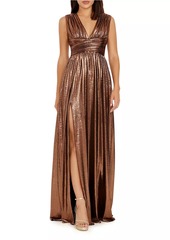 Dress the Population Jaclyn Metallic Foil Jersey Gown