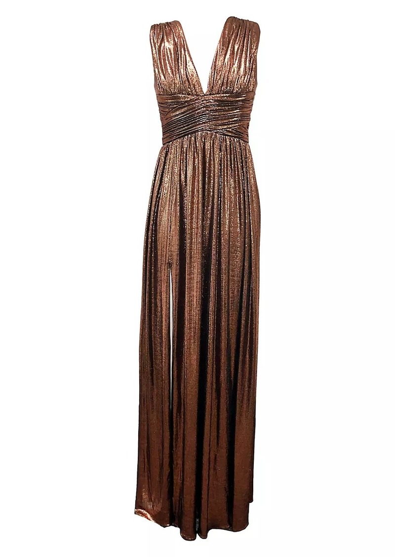 Dress the Population Jaclyn Metallic Foil Jersey Gown