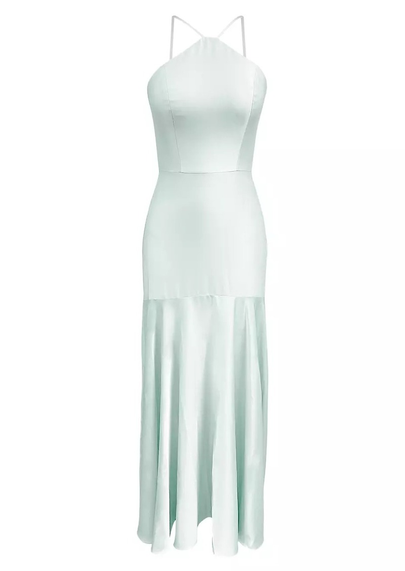 Dress the Population Justine Satin Halter Mermaid Gown