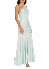 Dress the Population Justine Satin Halter Mermaid Gown