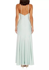 Dress the Population Justine Satin Halter Mermaid Gown