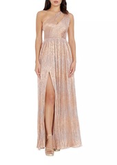 Dress the Population Kienna Metallic One-Shoulder Gown