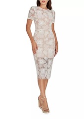 Dress the Population Lia Floral Puff-Sleeve Midi-Dress