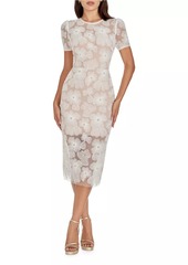 Dress the Population Lia Floral Puff-Sleeve Midi-Dress