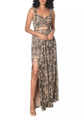 Dress the Population Mirabella Floral Crossover Cut-Out Gown