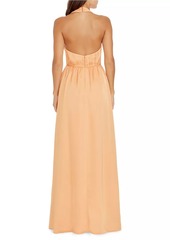 Dress the Population Rhea Satin Fit-And-Flare Halter Gown