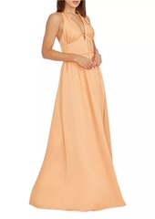 Dress the Population Rhea Satin Fit-And-Flare Halter Gown