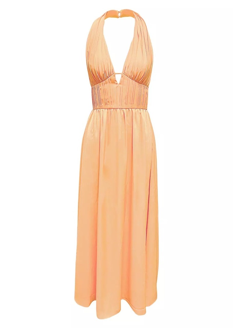 Dress the Population Rhea Satin Fit-And-Flare Halter Gown