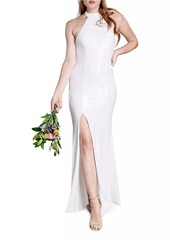 Dress the Population Samara Sequin Halter Gown