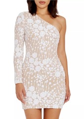 Dress the Population Serena Floral Embroidered One-Shoulder Minidress