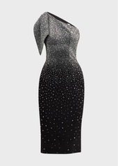 Dress the Population Tiffany One-Shoulder Rhinestone Midi Dress
