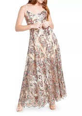 Dress the Population Umalina Floral Sequin Fit & Flare Gown