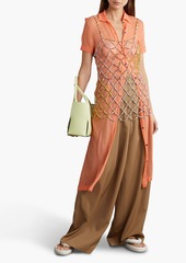 Dries Van Noten - Silk-crepon midi shirt dress - Orange - FR 34