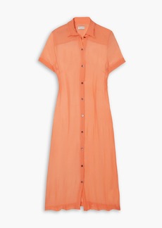 Dries Van Noten - Silk-crepon midi shirt dress - Orange - FR 34