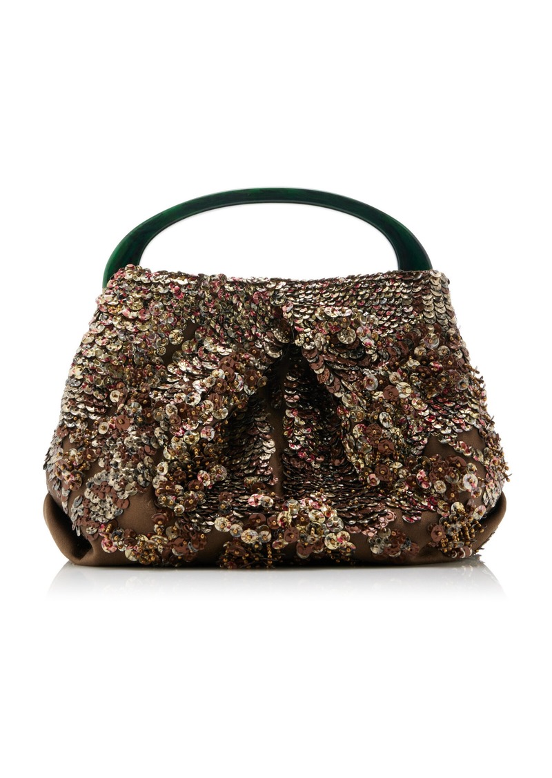 Dries Van Noten - Crisp Sequined Top Handle Bag - Brown - OS - Moda Operandi