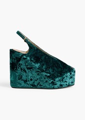 Dries Van Noten - Crushed-velvet wedge slingback sandals - Green - EU 35