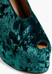 Dries Van Noten - Crushed-velvet wedge slingback sandals - Green - EU 35