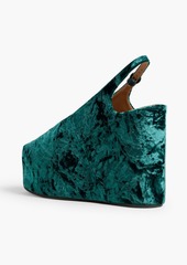 Dries Van Noten - Crushed-velvet wedge slingback sandals - Green - EU 35