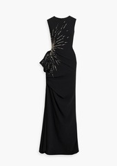 Dries Van Noten - Crystal-embellished gathered crepe gown - Black - FR 36