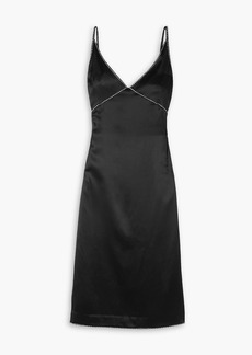 Dries Van Noten - Crystal-embellished silk-satin midi slip dress - Black - FR 38