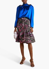 Dries Van Noten - Cutout silk-satin blouse - Blue - FR 36