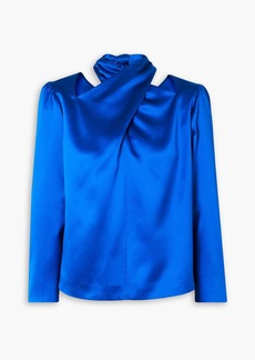 Dries Van Noten - Cutout silk-satin blouse - Blue - FR 36