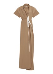 Dries Van Noten - Delick Lace-Up Poplin Maxi Dress - Neutral - FR 44 - Moda Operandi