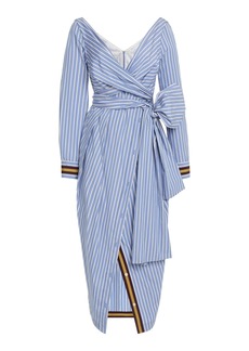 Dries Van Noten - Dolada Striped-Cotton Midi Wrap Dress - Blue - FR 38 - Moda Operandi