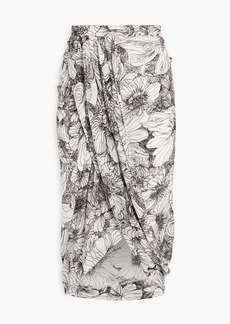 Dries Van Noten - Draped floral-print chiffon skirt - White - FR 34