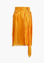 Dries Van Noten - Draped gathered satin wrap skirt - Orange - FR 38