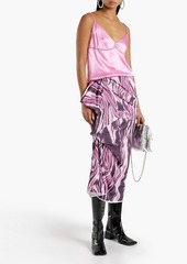 Dries Van Noten - Draped printed French cotton-terry midi skirt - Pink - M