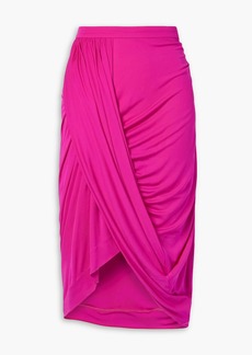 Dries Van Noten - Wrap-effect stretch-jersey midi skirt - Pink - FR 36