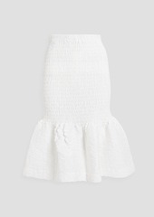 Dries Van Noten - Fluted shirred cotton-poplin skirt - White - XS