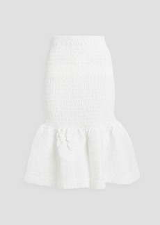 Dries Van Noten - Fluted shirred cotton-poplin skirt - White - XS