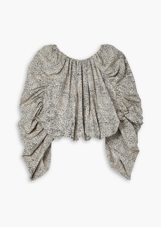 Dries Van Noten - Gathered printed cotton-poplin blouse - Neutral - FR 36