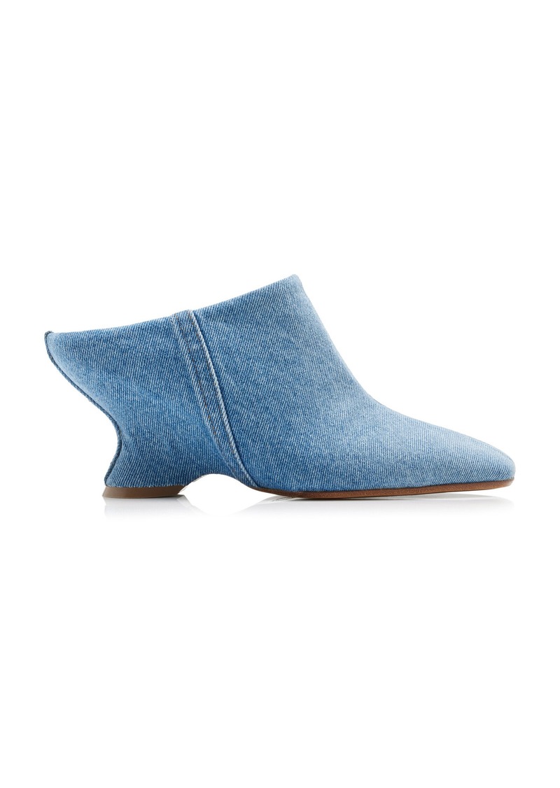 Dries Van Noten - Glove Wedge Denim Mules - Blue - IT 37 - Moda Operandi