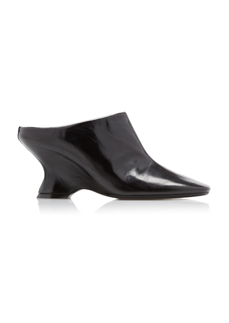 Dries Van Noten - Glove Wedge Leather Mules - Black - IT 37 - Moda Operandi