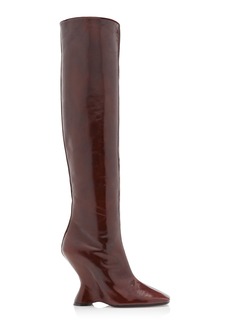 Dries Van Noten - Glove Wedge Patent Leather Boots - Brown - IT 38 - Moda Operandi