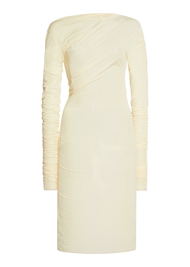 Dries Van Noten - Hoan Ruched Jersey Mini Dress - Yellow - S - Moda Operandi