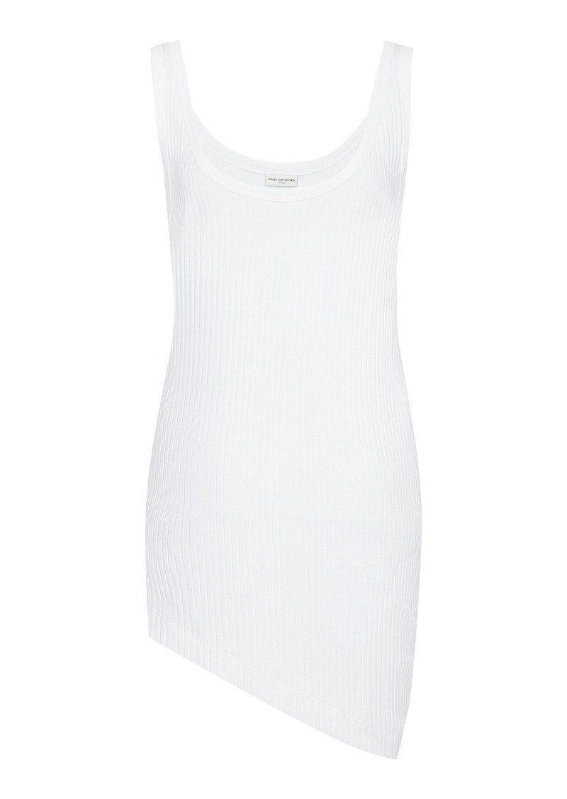 Dries Van Noten - Homen Asymmetric Cotton-Jersey Tank Top - White - M - Moda Operandi