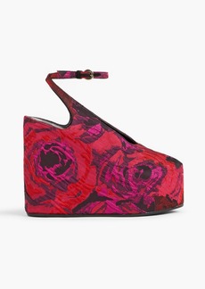 Dries Van Noten - Floral-jacquard wedge sandals - Pink - EU 36