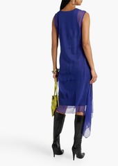 Dries Van Noten - Layered asymmetric silk-crepon midi dress - Blue - XS