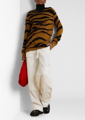 Dries Van Noten - Oversized jacquard-knit wool turtleneck sweater - Brown - S