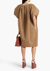 Dries Van Noten - Pleated cotton-blend seersucker dress - Brown - L