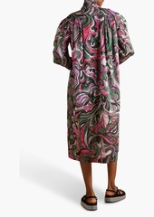 Dries Van Noten - Pussy-bow printed cotton-voile midi dress - Pink - FR 34