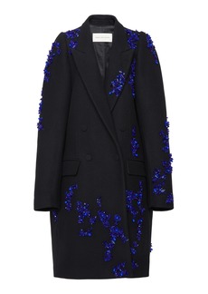 Dries Van Noten - Rinky Embroidered Wool-Blend Cocoon Coat - Black - S - Moda Operandi