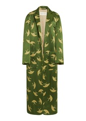 Dries Van Noten - Rougies Oversized Embroidered Satin Coat - Green - XS - Moda Operandi